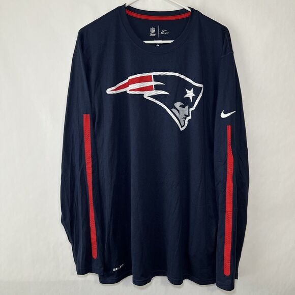 New England Patriots Nike Long Sleeve T Shirt Mens Size XL Blue NFL Team Apparel - Picture 1 of 13